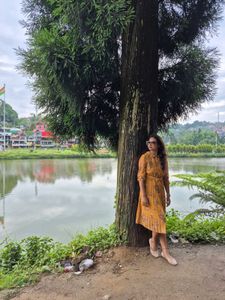 Stylish Yellow Floral Print Midi Dress