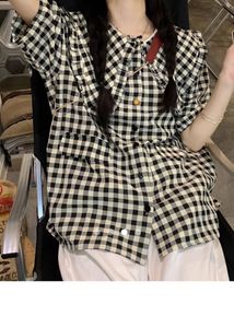 Cute Gingham Ruffle Blouse