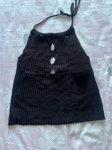 Ribbed Halter Neck Crop Top
