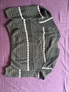 Green Striped Knit Sweater