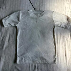 White Ribbed Mock Neck T-Shirt