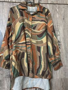 Boho Abstract Print Button-Up Tunic