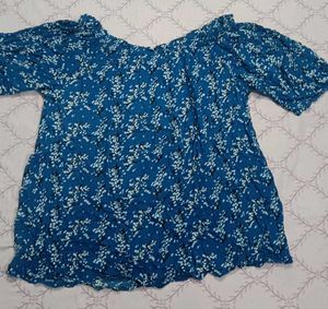 Blue Floral Off-the-Shoulder Top
