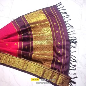 Cherry 🍒 Red Colour Semi Silk Pattu Saree