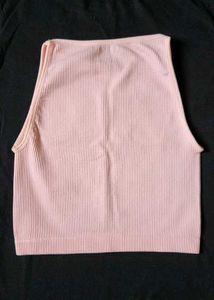 Ribbed Pink Cropped Tank Top