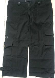 Black Cargo Capri Pants