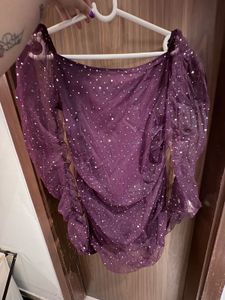 Sparkly Ruched Purple Mini Dress