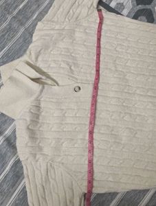 Cream Cable Knit Collared Sweater