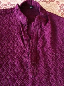 Elegant Wine Colour Embroidered Kurta Set for Sale