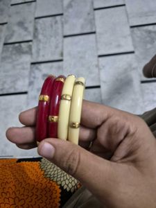 Elegant Maroon &amp; Cream Bangles