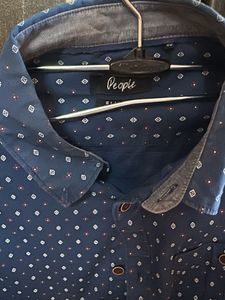 Men's Blue Printed Full Sleeve Shirt