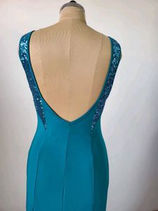 Teal Sequin Detail Gown
