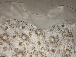 Elegant White &amp; Gold Embellished Gown