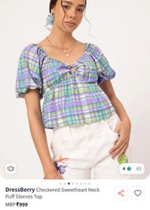 Dressberry Sweetheart Neck Puff Sleeve Top