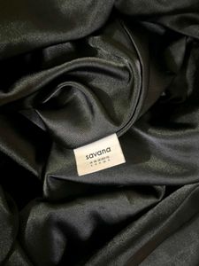 Sleek Black Satin V-Neck Dress