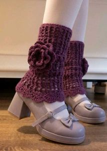 Boho Crochet Leg Warmers with Flower Detail