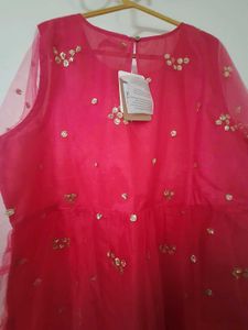 Pink Sequin Tulle Dress With Tag