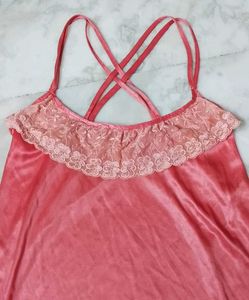 Elegant Pink Nightgown with Lace Trim