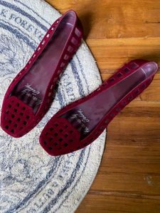 Heavenly Jelly Red Cut-Out Ballet Flats