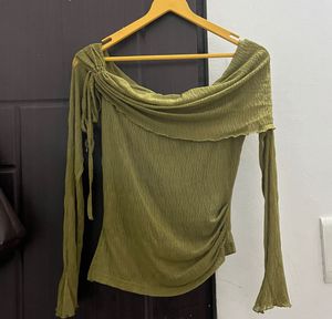Chic Olive Green Off-Shoulder Top