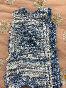 Blue &amp; White Textured Tank Top
