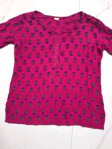 Vibrant Pink Printed Kurta