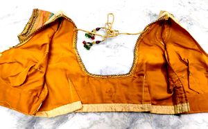 Cream Colour Pure Kanjeevaram Silk Blouse