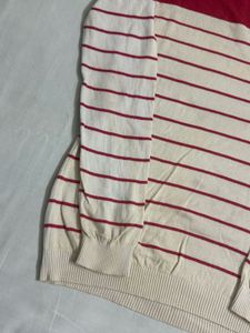 Red &amp; White Striped Pullover