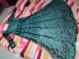 Elegant Teal Embroidered Gown