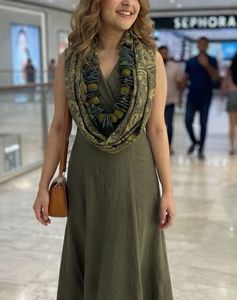 NWT Boho Paisley Infinity Scarf with Beaded Accent