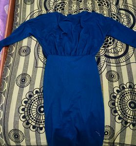 Teal Ruched Long Sleeve Dress