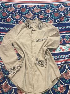 Designer Button-Up Shirt with Logo Detail