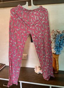 Comfortable Pink Bird Print Palazzo Pants