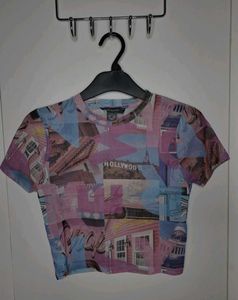 Funky Graphic Print Crop Top
