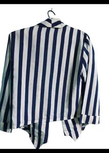 Timing Navy white striped open blazer shrug
