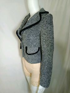 Chic Tweed Blazer with Black Trim XS