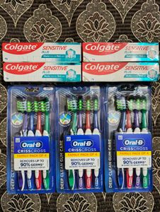 pack of 7, 12 piece toothbrush+ four toothpas