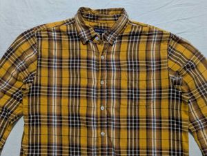 Men's Yellow Plaid Long Sleeve Shirt