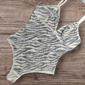 Undiz Sheer Zebra Print Bodysuit