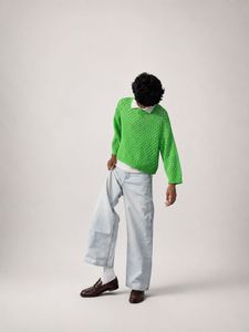 h&amp;m Green Crochet Knit Sweater