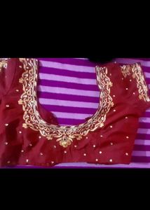 Elegant Red Aari Embroidered Blouse