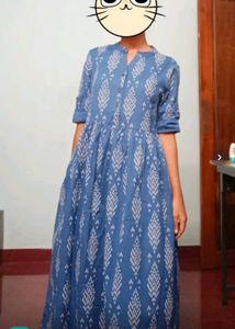 Blue &amp; Grey Printed Anarkali Kurta