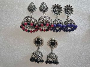 Oxidised Jhumka Earring Set - New