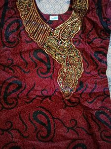 Embellished Maroon Kurta