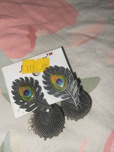 Peacock Feather Jhumka Earrings