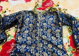 Elegant Blue Brocade Kurta Set
