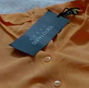 Orange Mini Dress with Long Sleeves