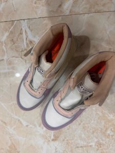Stylish White and Purple Sneakers
