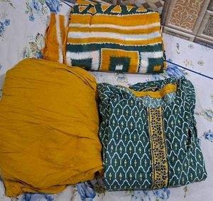 Elegant Green Printed Kurta Set with Dupatta