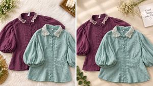 Puff Sleeve Lace Collar crop top combo